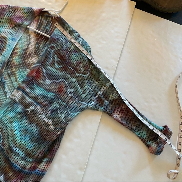 Handmade Tie Dye Cardigan Sweater Womens Size Small XS Mesh Knit Wearable Art - Picture 11 of 14